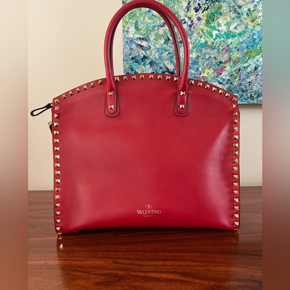 Valentino Rockstud Exec Dome Vitello Bag - Picture 1 of 8